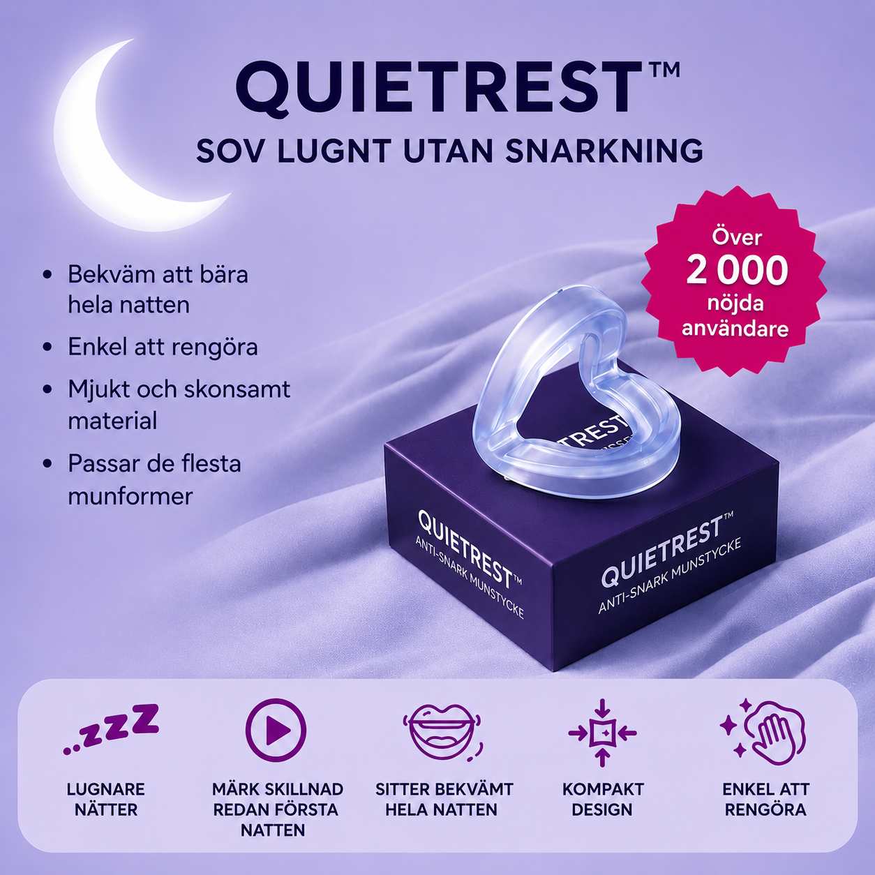 QuietRest™ Antisnarkskydd – lugnare nätter utan snarkningar