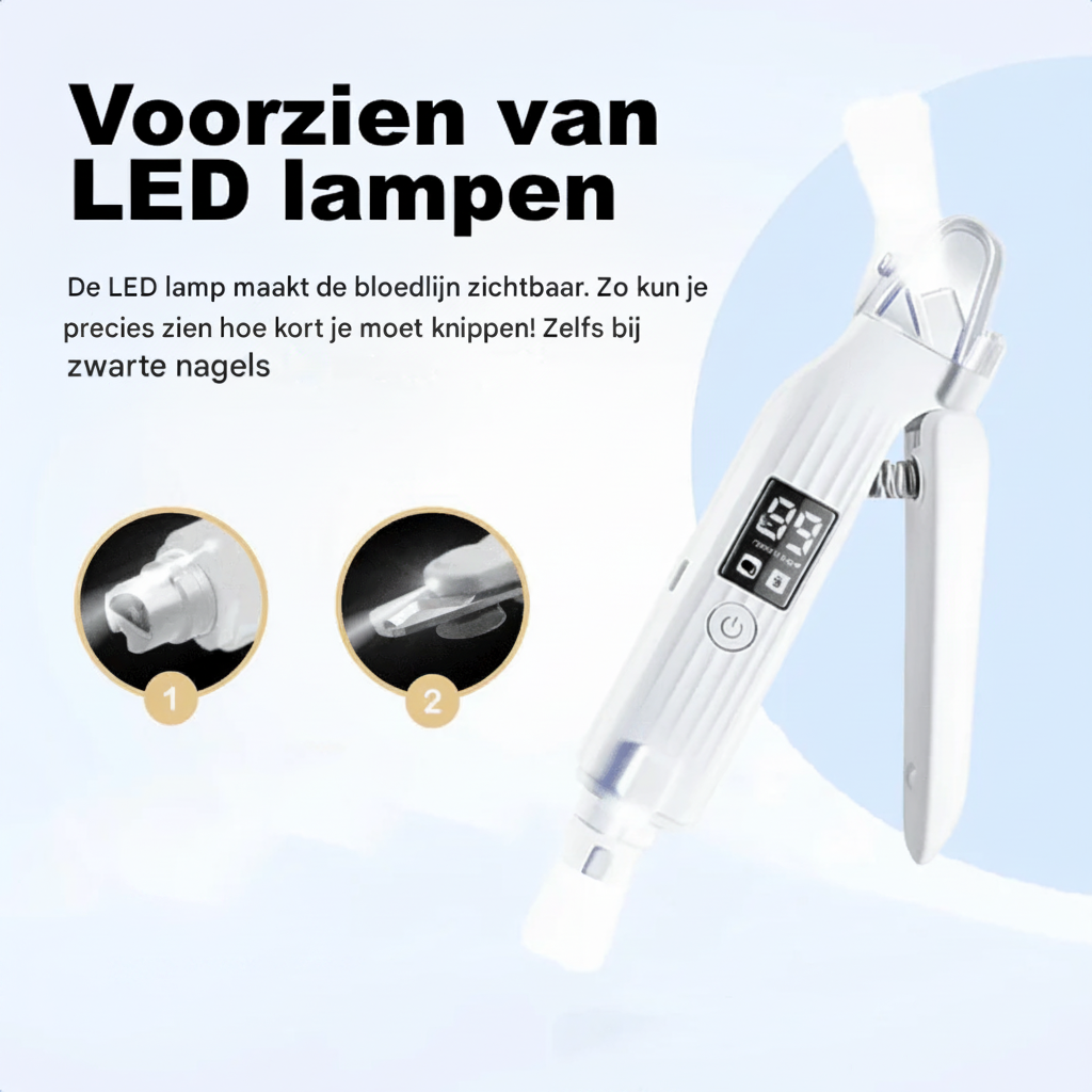 Nagelklippare med LED-lampa för säker och precis klippning