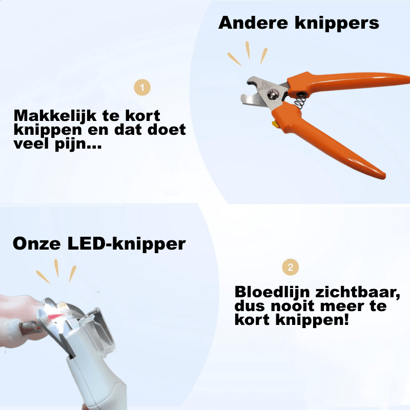 LED-nagelklippare med samlare för nagelrester