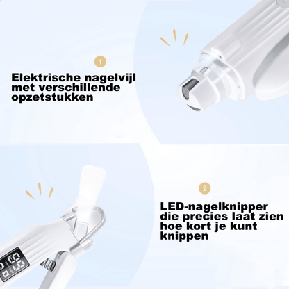 Närbild på skären hos LED-nagelklipparen för djur